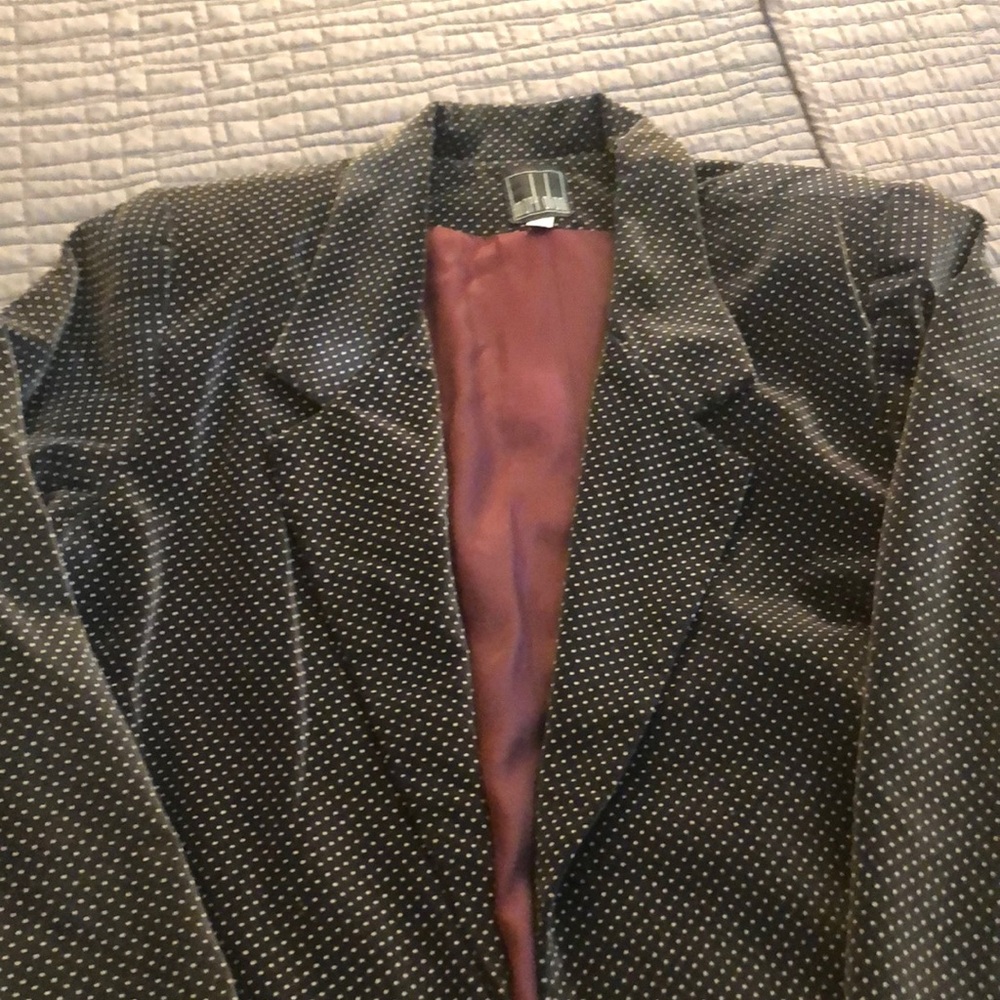 💯 cotton velvet black Polka Dot Blazer with Burgundy Lining